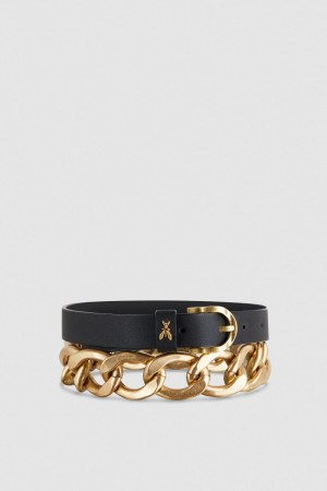 Patrizia Pepe Golden Maxi Chain Belt Nere | OJAI-05286