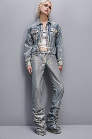 Patrizia Pepe Gold-plated Denim Jacket Oro | DRBF-28469