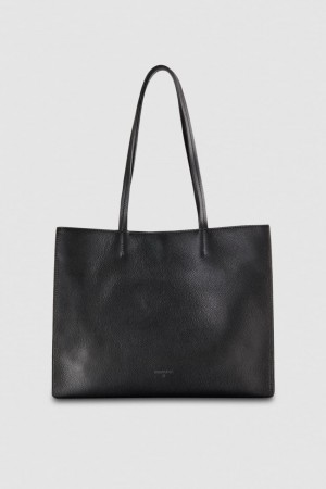 Patrizia Pepe Hammered Leather Shopping Bag Nere | IBDV-61037
