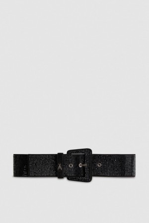 Patrizia Pepe High-waisted Belt With Rhinestones Nere | UKOJ-13275