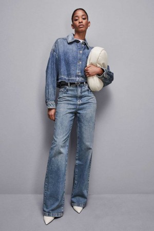 Patrizia Pepe High-waisted Straight Fit Jeans Blu Chiaro | ZJVT-92416