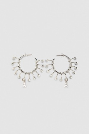 Patrizia Pepe Hoop Earrings With Rings Argento | NDZV-51270