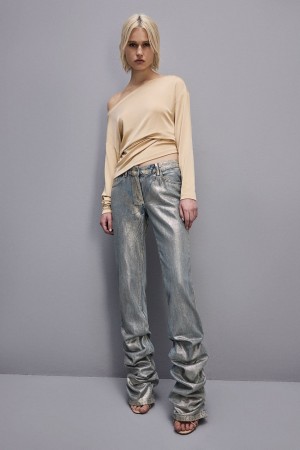 Patrizia Pepe Jersey Dropped Shoulder Sweater Beige | RPTD-70183