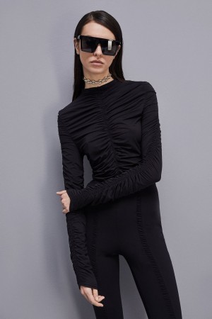 Patrizia Pepe Jersey Sweater With Zipper Nere | SBJU-98024