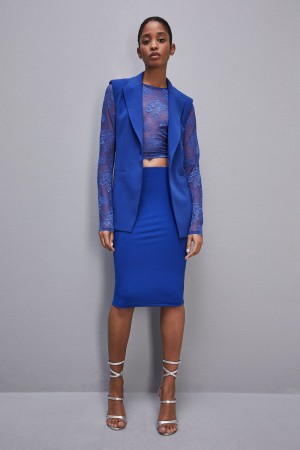 Patrizia Pepe Knee-length Pencil Skirt Blu Chiaro | SAFO-29016