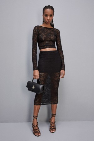 Patrizia Pepe Lace Pencil Skirt Nere | IMUO-64395
