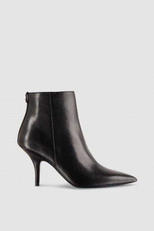 Patrizia Pepe Leather Ankle Boots Nere | IATR-24695