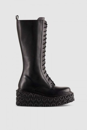 Patrizia Pepe Leather Boots With Side Zipper Nere | TBYO-94756