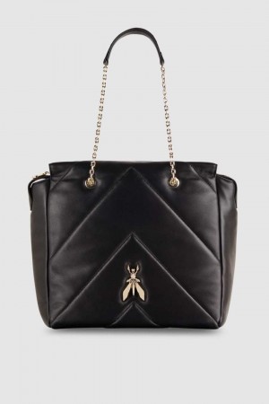 Patrizia Pepe Leather Bucket Bag With Zipper Nere | CXGW-30792