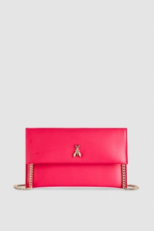 Patrizia Pepe Leather Clutch Bag With Chain Shoulder Strap Rosa | GNUF-59236