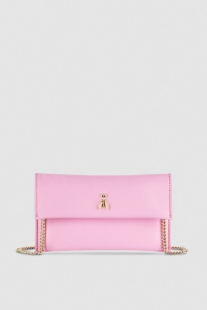 Patrizia Pepe Leather Clutch Bag With Chain Shoulder Strap Rosa | GYVZ-24579