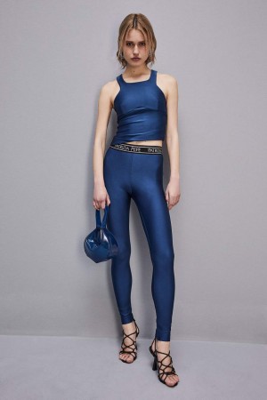 Patrizia Pepe Leggings In Technical Stretch Jersey Blu Chiaro | SBGT-61705