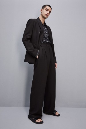 Patrizia Pepe Linen And Viscose Blend Pleated Pants Nere | DQCM-85946