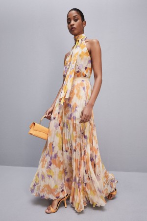 Patrizia Pepe Long Pleated Chiffon Skirt Colorate | RSDB-98145