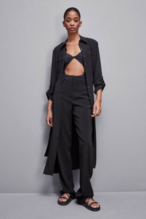 Patrizia Pepe Long-sleeved Chemisier Dress Nere | CBMA-28654