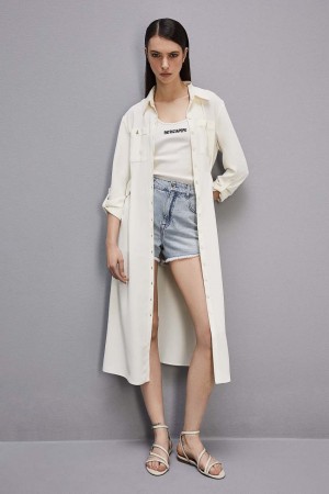 Patrizia Pepe Long-sleeved Chemisier Dress Bianche | UKAR-65078