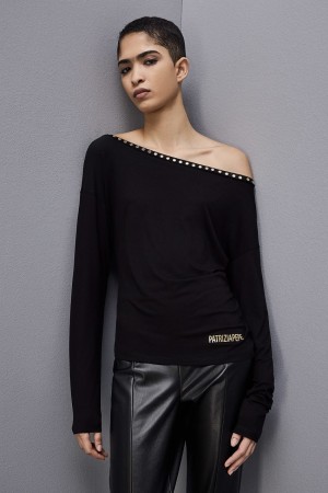 Patrizia Pepe Long-sleeved Jersey Sweater Nere | IBSY-20364