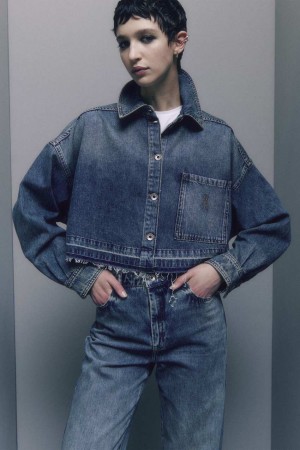 Patrizia Pepe Long-sleeved Shirt In Jeans Blue Blu Chiaro | OTEG-30498