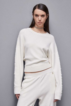 Patrizia Pepe Long-sleeved Viscose Blend Sweater Bianche | NWRZ-60213