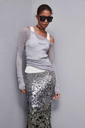 Patrizia Pepe Long-sleeved Wool Sweater Grigie | ICAG-84367
