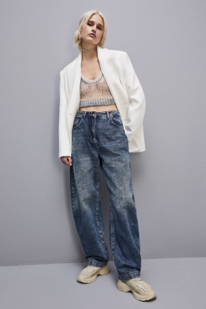 Patrizia Pepe Low Waist Balloon Denim Pants Blu Chiaro | FLQR-86079