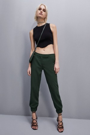 Patrizia Pepe Low-waisted Crepe Jogger Pants Verdi | TCGE-98137