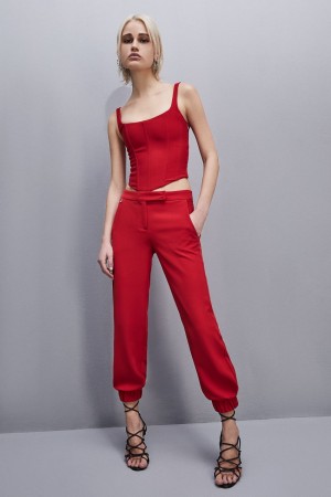 Patrizia Pepe Low-waisted Jogger Pants Rosse | VHNQ-07652