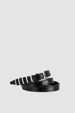 Patrizia Pepe Low-waisted Leather Belt Nere | FIKY-54083
