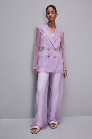 Patrizia Pepe Low-waisted Palazzo Fit Pants In Jersey Viola | QWJS-13896