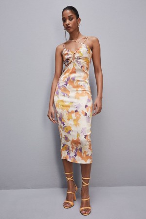 Patrizia Pepe Midi Dress With Cut-out And Asymmetrical Straps Colorate | RWSV-19703