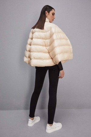Patrizia Pepe Mix Fabric Padded Cape Beige | ZAXV-68052