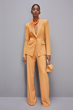 Patrizia Pepe One-button Jacket In Sablè Crepe Fabric Arancioni | HIAO-96541