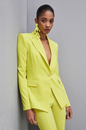 Patrizia Pepe One-button Jacket In Sablè Crepe Fabric Gialle | ILPB-54069