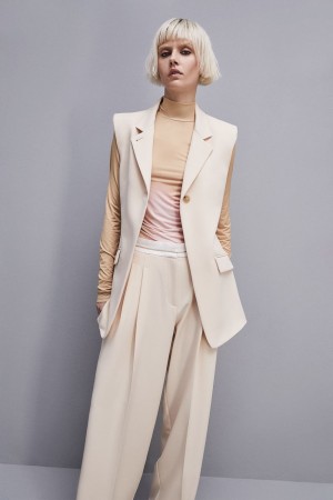 Patrizia Pepe One-button Sleeveless Vest Beige | DQZG-63024