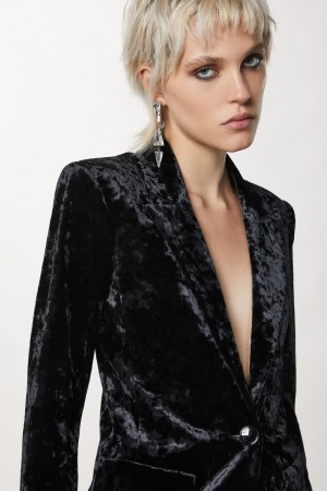 Patrizia Pepe One-button Velvet Jacket Nere | UWGQ-45079