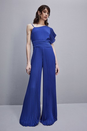 Patrizia Pepe One-shoulder Long-cut Jumpsuit Blu Chiaro | KZYU-63927