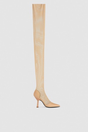 Patrizia Pepe Overknee Boots In Tulle Beige | LIYV-04789