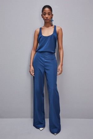 Patrizia Pepe Palazzo Pants In Technical Fabric Blu Chiaro | FPNL-80253