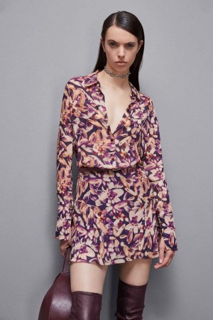 Patrizia Pepe Patterned Georgette Shirt Colorate | ZIJR-52804