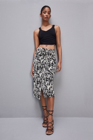 Patrizia Pepe Patterned Jersey Midi Skirt Bianche | MDVC-16043