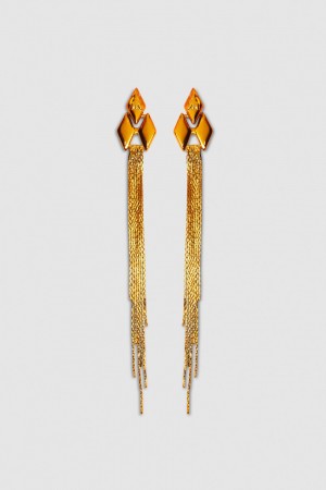 Patrizia Pepe Pendant Earrings With Micro Fly Links And Metal Fringing Arancioni | ZPIX-46759