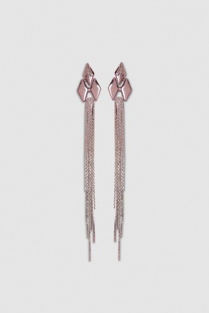 Patrizia Pepe Pendant Earrings With Micro Fly Links And Metal Fringing Rosa | WQLJ-68759