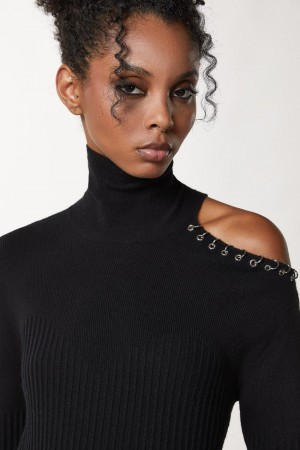 Patrizia Pepe Piercing Cut-out Sweater Nere | SREJ-62789