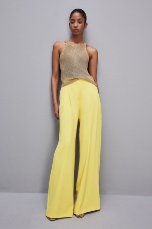 Patrizia Pepe Pleated Pants In Fluid Twill Gialle | VNTP-56149
