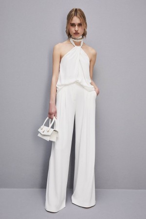 Patrizia Pepe Pleated Pants In Fluid Twill Bianche | RJDZ-72890