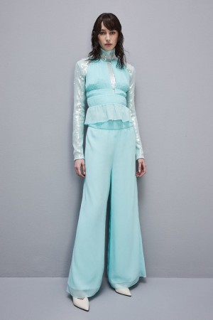 Patrizia Pepe Regular Waist Palazzo Pants Blu Chiaro | DWGB-57930