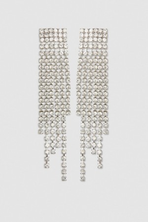 Patrizia Pepe Rhinestone Earrings Argento | BHFU-10682