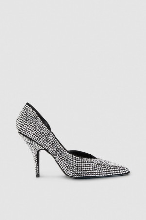 Patrizia Pepe Rhinestone-adorned Suede Pumps Nere | EZBO-60598