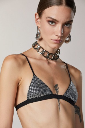 Patrizia Pepe Rhinestone-detailed Bra Nere | ONDX-13628