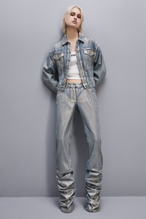 Patrizia Pepe Ruffled Denim Pants Oro | KOWQ-69207